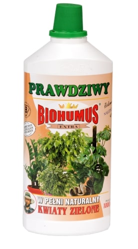 Biohumus Extra Kwiaty Zieloneto płynny nawóz naturalny, zapewniający bujny wzrost i intensywne wybarwienie liści oraz zwiększający odporność na choroby i szkodniki. Powoduje pełne i właściwe wykorzystanie pożywki, utrzymanie wilgoci w glebie, wzmacnia system samoobrony roślin i warunkuje ich właściwy rozwój.Stosowanie:Przy każdorazowym zapotrzebowaniu na wodę, 3-4 nakrętki na 1 litr wody w miesiącach od początku kwietnia do końca października oraz 1-3 nakrętki na 1 litr wody w okresie od początku listopada do końca marca. 