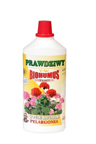 Biohumus Extra Pelargoniajest płynnym, łatwo przyswajalnym nawozem naturalnym znakomicie wpływającym na wzrost, kondycję i zdrowie wszelkich odmian palm, jukk i dracen. Zapewnia bujny wzrost, intensywne wybarwienie liści oraz zwiększa odporność na choroby i szkodniki.Stosowanie:Przy każdorazowym zapotrzebowaniu na wodę, 3-4 nakrętki na 1 litr wody.