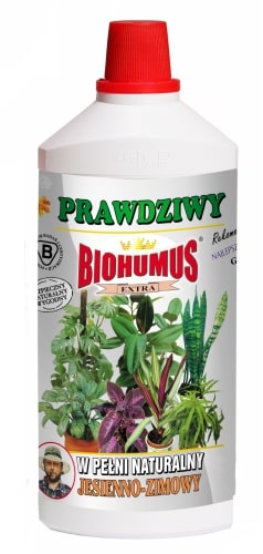 Biohumus Extra Jesienno-Zimowyjest czystym ekologicznie produktem o charakterze biodynamicznym. Dedykowany do ogólnego zasilania roślin działkowych, rabatowych i doniczkowych w okresie jesienno-zimowym. Zawiera stymulator dawkowania pokarmu.Stosowanie:Przy każdorazowym zapotrzebowaniu na wodę, 3-4 nakrętki na 1 litr wody. 